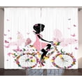 thumbnail image 1 of Ambesonne Bicycle Curtains 2 Panel Set, Girl Flower Butterflies, 108" x 96", Multicolor, 1 of 3