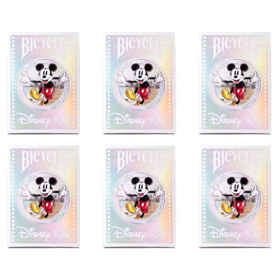 Bicycle Disney 100 Year Anniversary Playing Cards - Features 20+ Iconic Disney Characters - Pack of 6 Decks