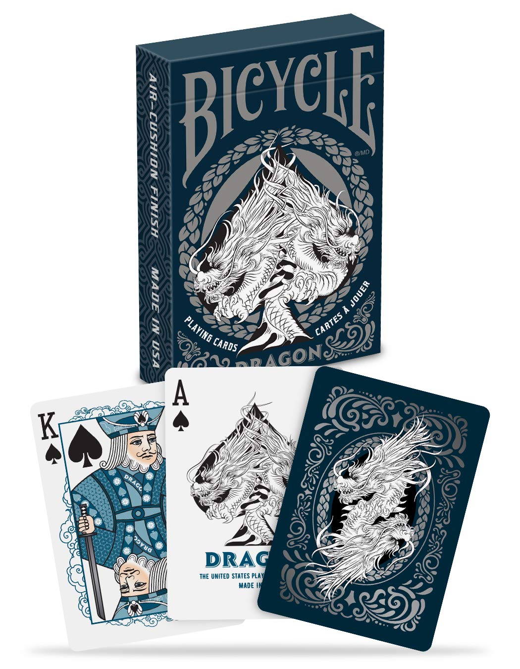 Jeu De 3 Paquets De Cartes à Jouer Bicycle Dragon Back - Doré, Bleu Et Rouge - Format Poker