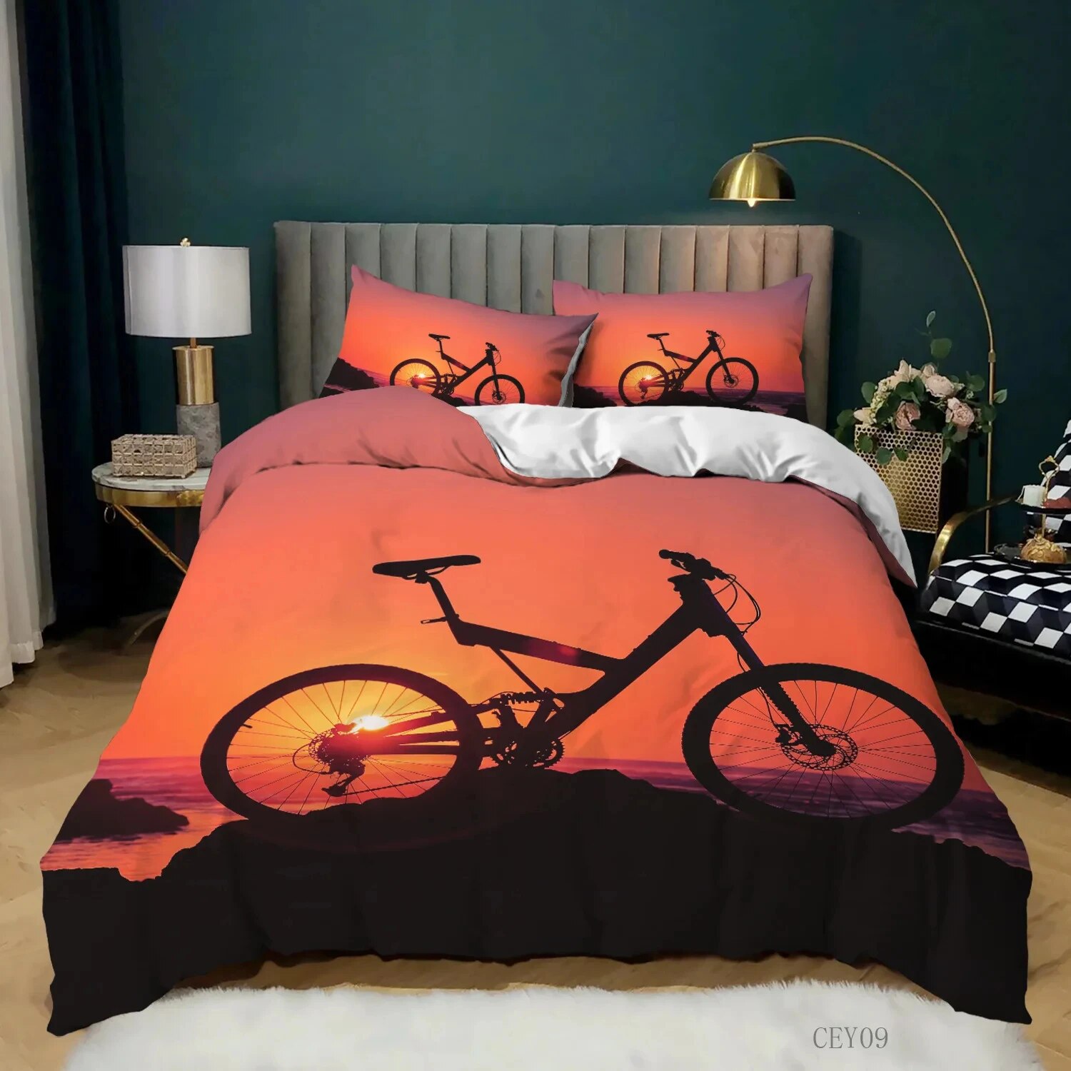 Bicycle Duvet Cover King/ Size A Bike Sketch Artwork Quilt Cover Soft