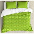 thumbnail image 1 of Bicycle Duvet Cover Set, Illustration of Continuous 2 Wheel Items in Nature Tones Retro Feels, Decorative 3 Piece Bedding Set with 2 Pillow Shams, King Size, Lime Green and Yellow, by Ambesonne, 1 of 2