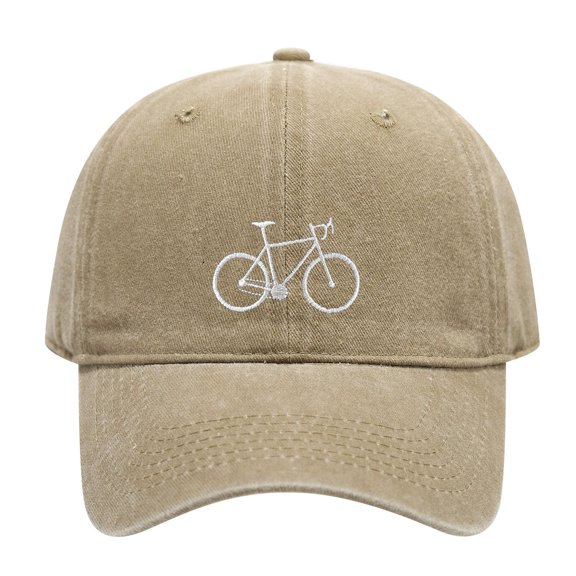 Bicycle Embroidered Washed Baseball Cap, Adjustable Adult Dad Hat, Cycling Lover Casual Hat