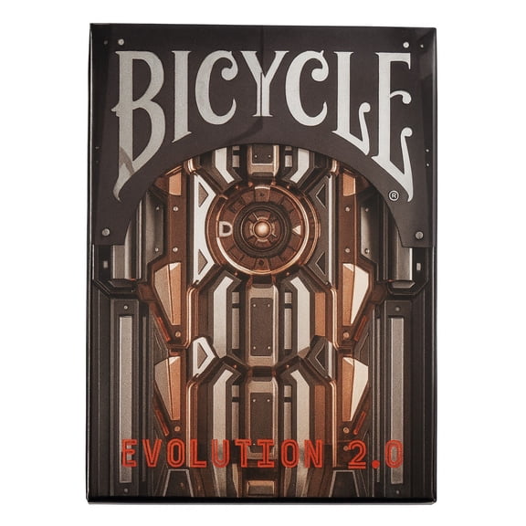 Bicycle Evolution 2.0 Playing Cards, Poker Size Custom Index, Cyber Metallic Red/White/Grey Back Design, Includes Gaff & Jokers, Premium USPCC Deck for Cardists, Magicians & Collectors