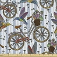 thumbnail image 1 of Ambesonne Bicycle Fabric by the Yard Upholstery, Nostalgic Flower Bird, 1 Yard, Multicolor, 1 of 4