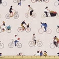 thumbnail image 1 of Ambesonne Bicycle Fabric by the Yard Upholstery, Men and Women on Bikes Art, 10 Yards, Pale Rose Multicolor, 1 of 4