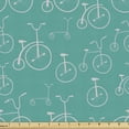 thumbnail image 1 of Ambesonne Bicycle Fabric by the Yard Upholstery, Retro Design Bikes Pattern, 1 Yard, Dark Seafoam Pale Grey, 1 of 4