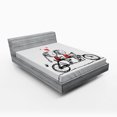 thumbnail image 1 of Ambesonne Love Fitted Sheet, Couple Cycling Together, Queen Size, Black White Scarlet, 1 of 2
