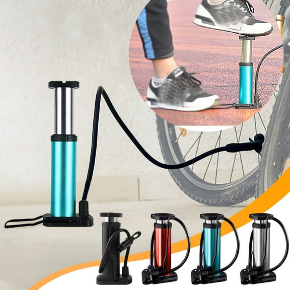 Bicycle Foot Pump | Portable Aluminum Alloy High Pressure Pedal Type | 120 PSI Stable Non-slip | Universal Schrader & French Valve | Compact | Lightweight | 1x Pump | 10cm x 18cm x 7.5cm