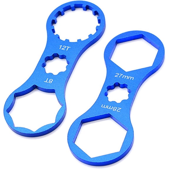 Bicycle Fork Cap Wrench - 2Pcs Aluminium Alloy Bike Suspension Cap Removal and Installation forks Spanner Tools for Repairing Suntour XCM XCR XCT RST EPIXON 4 specifications (27mm / 28mm / 8T / 12T)