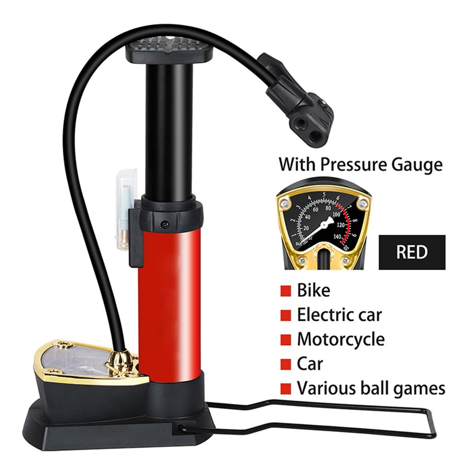 Bicycle Gas Pump with Pressure Gauge Bicycle Foot Pump with Pressure