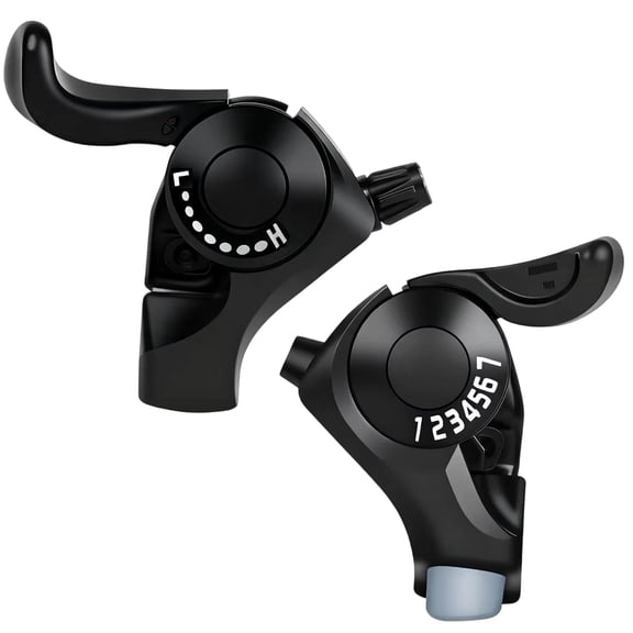 Bicycle Gear Shifter Set 21 Speed – TX30 3x7 Thumb Shift Lever with Display Window, Compatible with Mountain & Road Bikes