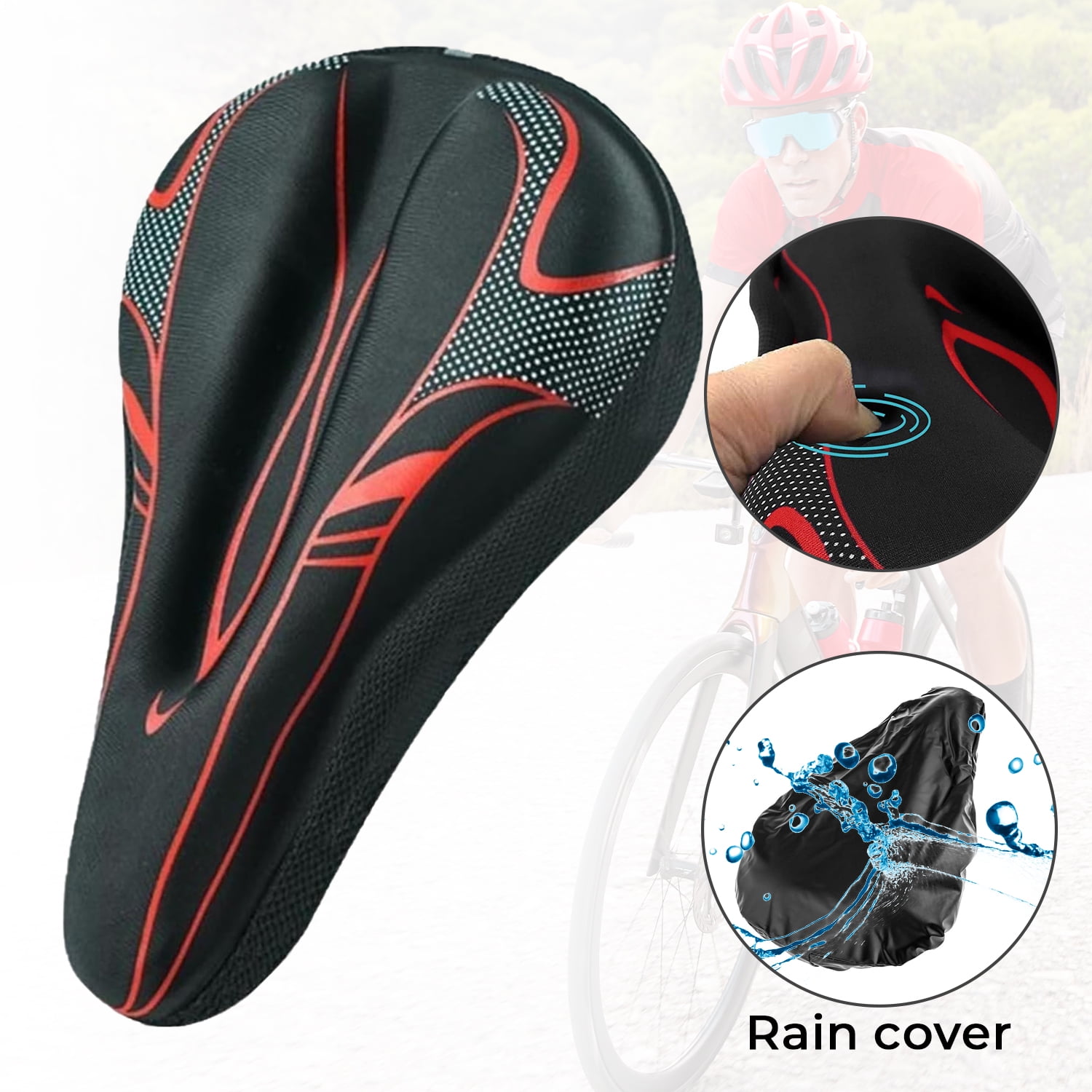 Bicycle Gel Pad Seat Cover with a Waterproof Cover Bike Cushion Silicone Bicycle Seat Cover for Mountain Biking Road Cycling Saddle Bike Seat Cover Bicycle Accessories Red Walmart