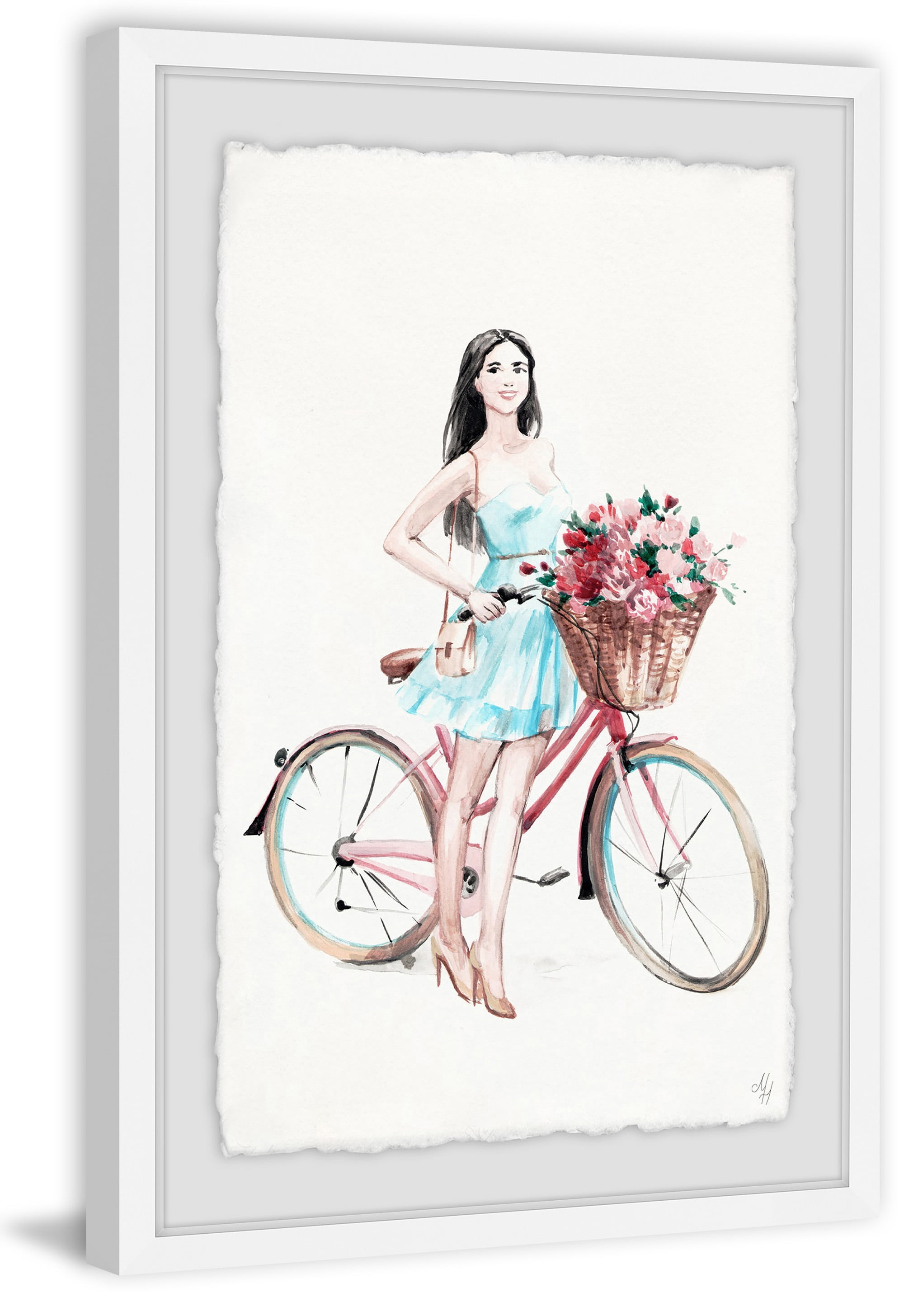 Bicycle Girl Framed Painting Print