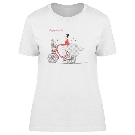 Bicycle Girl  T-Shirt Women -Image by Shutterstock, Female Small