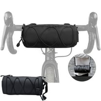 Bicycle Handlebar Bag,Bike Phone Bag,Double End Bag,Bike Front Crossbeam Riding Bag,Stylish Cylindrical Bag with Shoulder Strap Waterproof Large Capacity(Black 5L 10*5*5in)from QiwagFerng