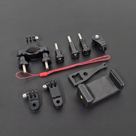 Bicycle Handlebar Clamp Mount Kit, Adjustable Action Camera & Phone Holder with Extension Arm, Compatible with GoPro, Insta360 X5 X4, Universal Bike Bar Mount for 17mm-37mm Diameter Handlebars