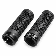Black 90 mm Bicycle Handlebar Grips, Short Tpr Rubber Wide Palm Grips with Aluminum Lock Rings for 22.2 mm Bars, 1 Pair