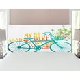 thumbnail image 1 of Bicycle Headboard, Vintage Summer Bike a Floral Bouquet Vehicle for Transport Illustration, Upholstered Decorative Metal Bed Headboard with Memory Foam, Full Size, Turquoise Yellow, by Ambesonne, 1 of 4
