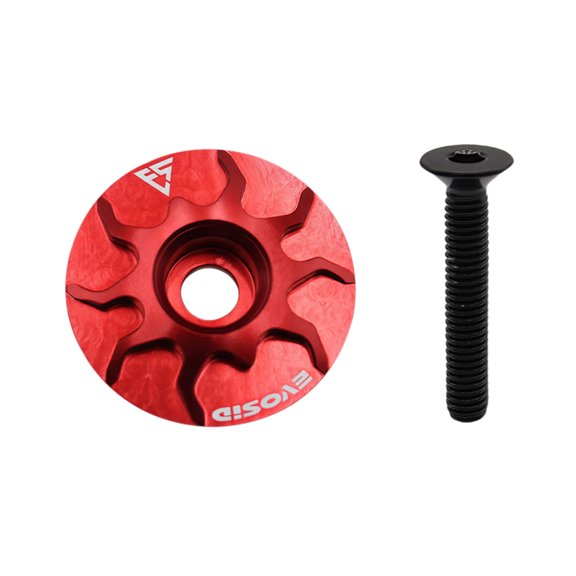 Bicycle Headset Cap with Screw MTB Road Bike Stem Headset Top Cap Cover Aluminium Alloy Bicycle Stem Top Cap for Fork Head Tube Cycling Accessories (Red)