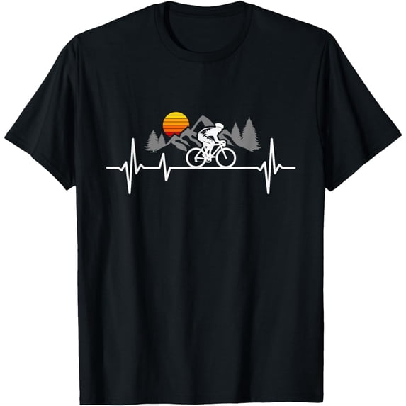 t-shirt Bicycle Heartbeat Cycling Cyclist T-Shirt mens,black,women,funny,journey,Crew Neck, Short Sleeve,printing