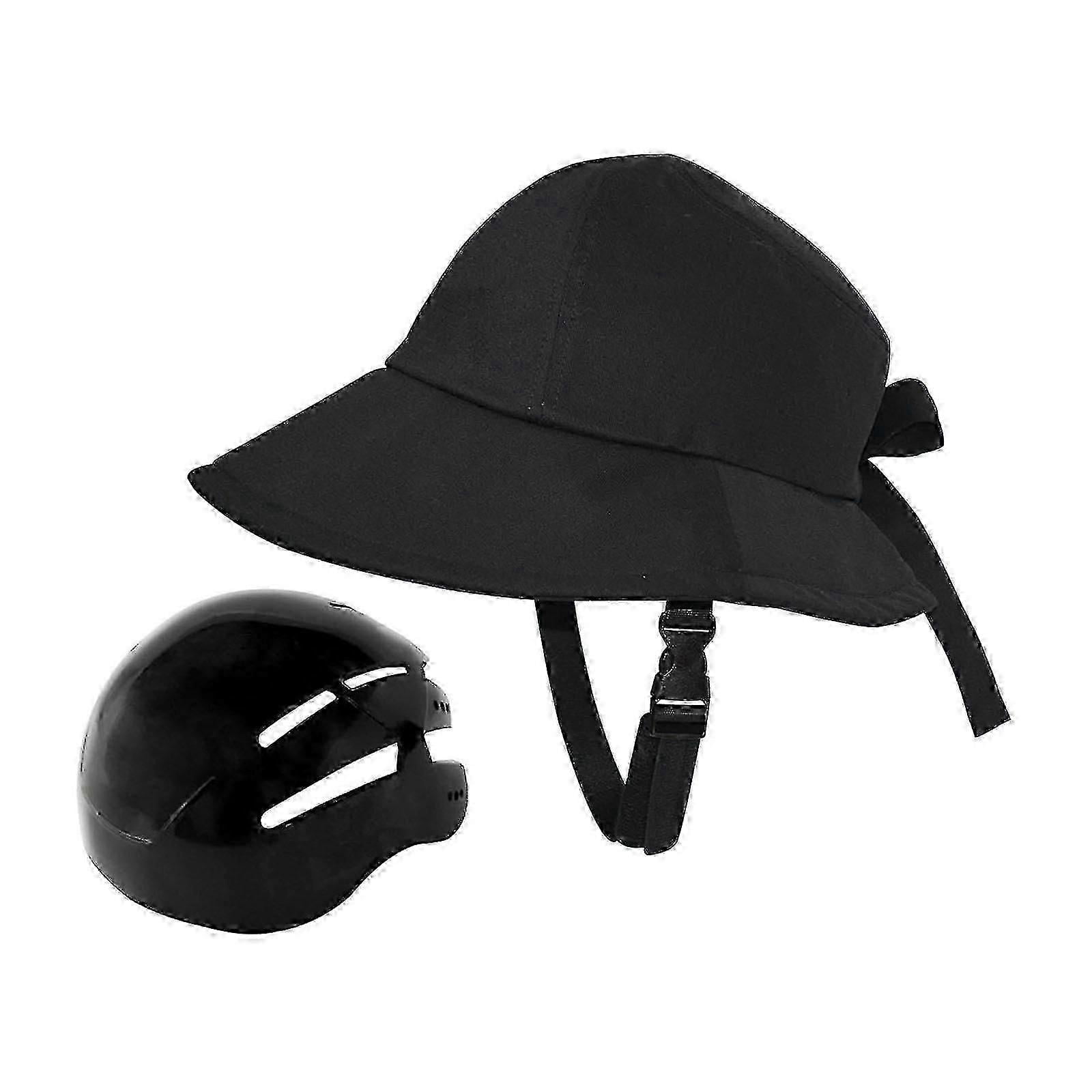 Bicycle Helmet With Wide Brim UV Sun Hat Adjustable Strap For Women Unisex Cycling Riding Safety Comfortable Fit