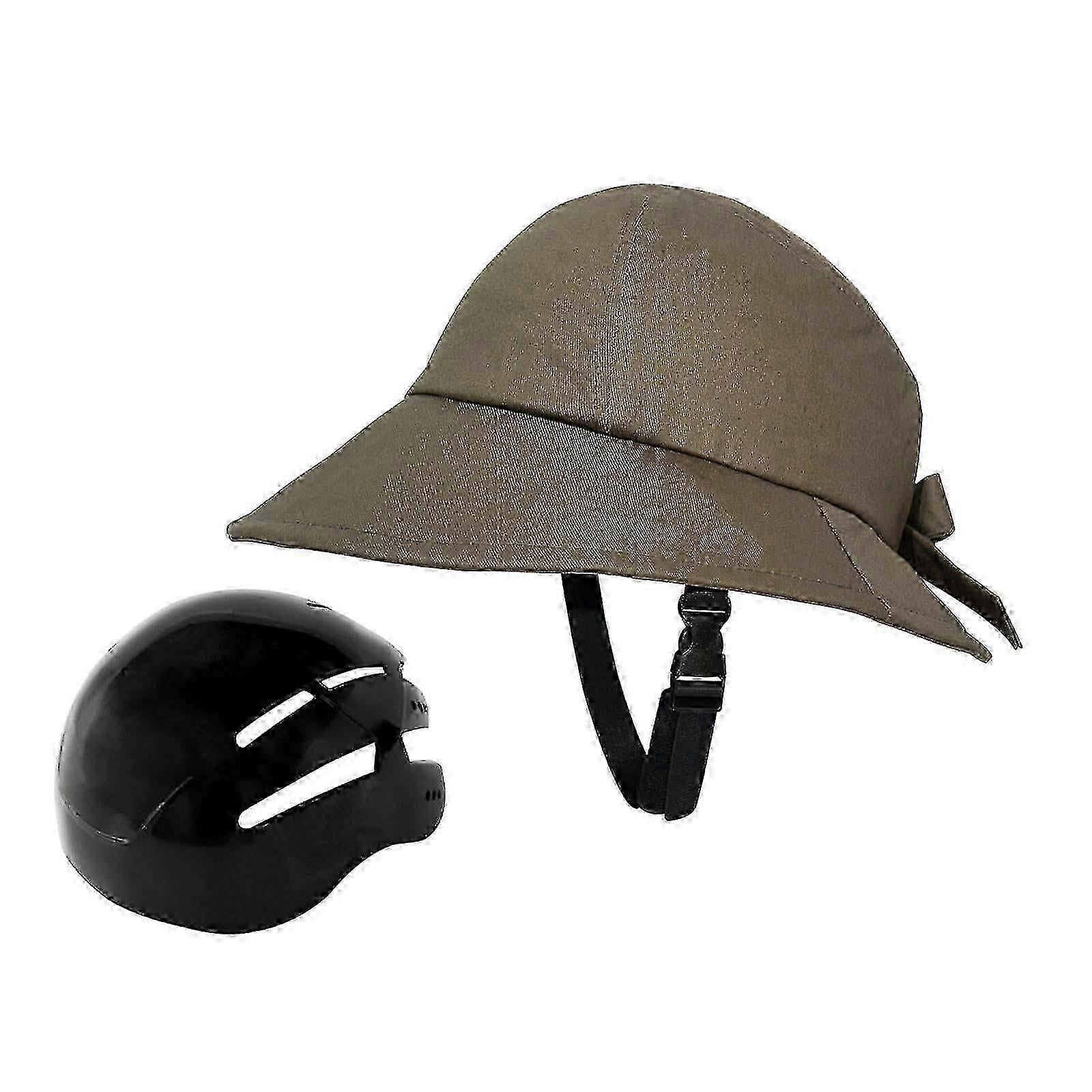 Bicycle Helmet With Wide Brim UV Sun Hat Adjustable Strap For Women Unisex Cycling Riding Safety Comfortable Fit