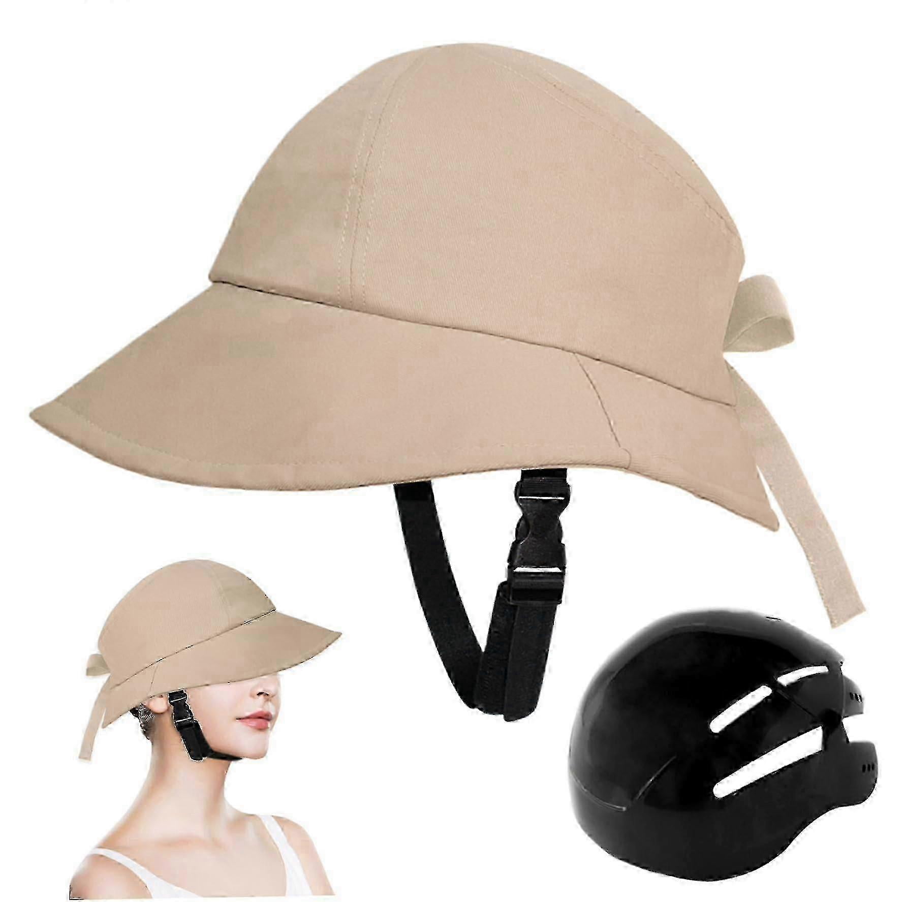Bicycle Helmet with Wide Brim UV Sun Hat Adjustable Strap for Women Unisex Cycling Riding Safety