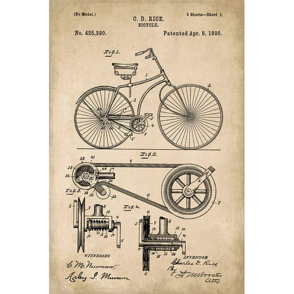 Bicycle Invention Patent Art Poster Print
