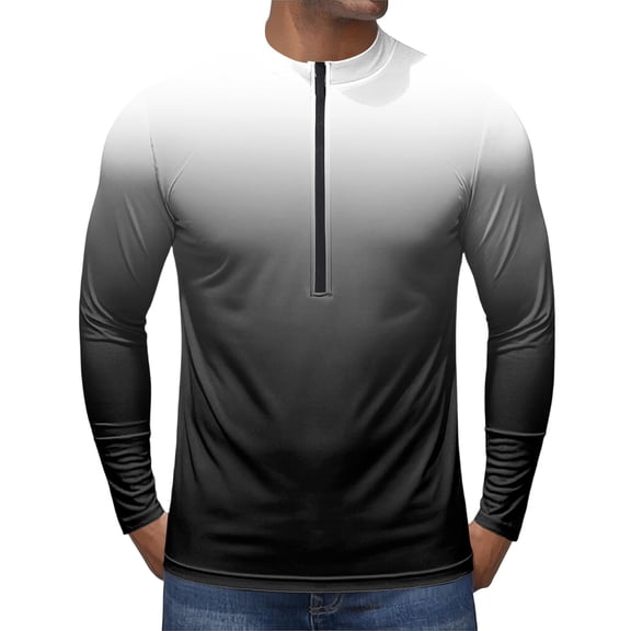 Bicycle Jerseys for Men Gradient Long Sleeve Cycling Jersey, Moisture Wicking Quick Dry UPF 50+ Bike Shirt for Road Mtb Riding Black Xl
