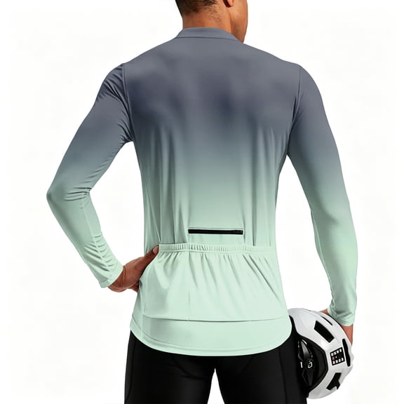 Bicycle Jerseys for Men Gradient Long Sleeve Cycling Jersey, Moisture Wicking Quick Dry UPF 50+ Bike Shirt for Road Mtb Riding 05-2XL 1Pc