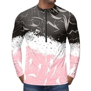Bicycle Jerseys for Men Printed Long Sleeve Cycling Jersey, Graphic Bike Shirt, Moisture Wicking Quick Dry UPF 50+ for Road Mtb Riding 02-Pink Xxl