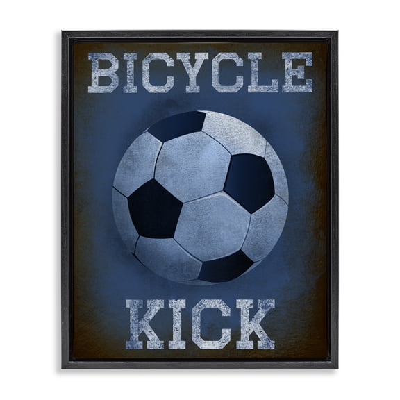 Stupell Industries Bicycle Kick Navy Sports Black Framed Floater Canvas Wall Art, design by Marcus Prime, 21 x 17