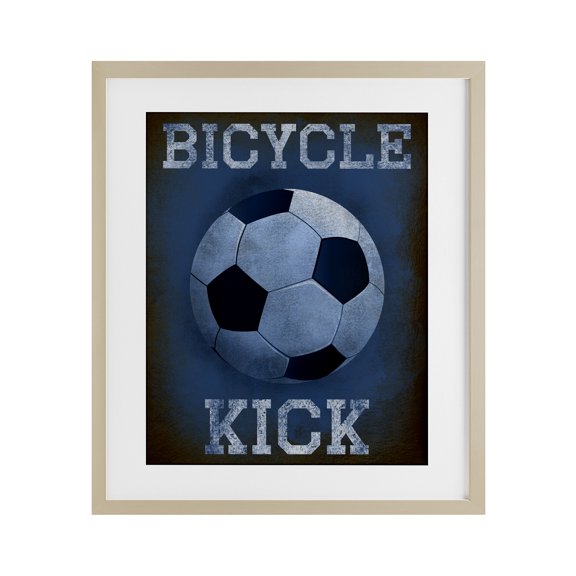Stupell Industries Bicycle Kick Navy Sports Birch Framed Print Under Glass, design by Marcus Prime, 16 x 13