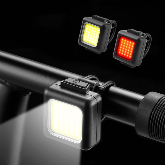 Bicycle Lights Set, Bright Headlight & Tail Light for Road Mountain Bike, 150 Lumens Yellow Front Light 80 Lumens Red Rear Light, USB Rechargeable Waterproof Outdoor Cycling Lights 2Pcs