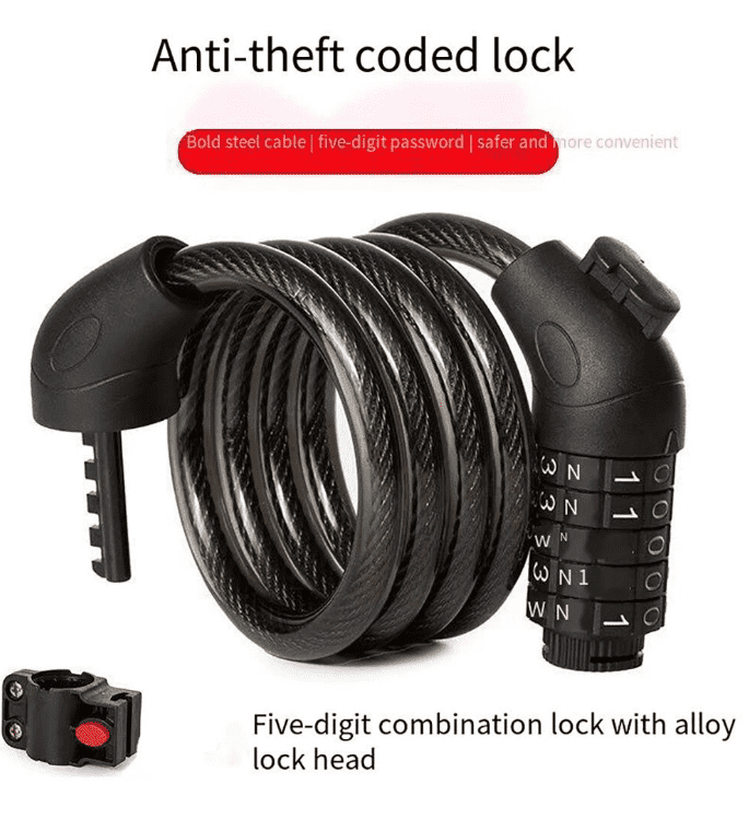 Bicycle Lock, Chain Lock, 5-digit Bicycle Password Lock, Bold Steel Chain Lock, Anti theft Security Password Lock