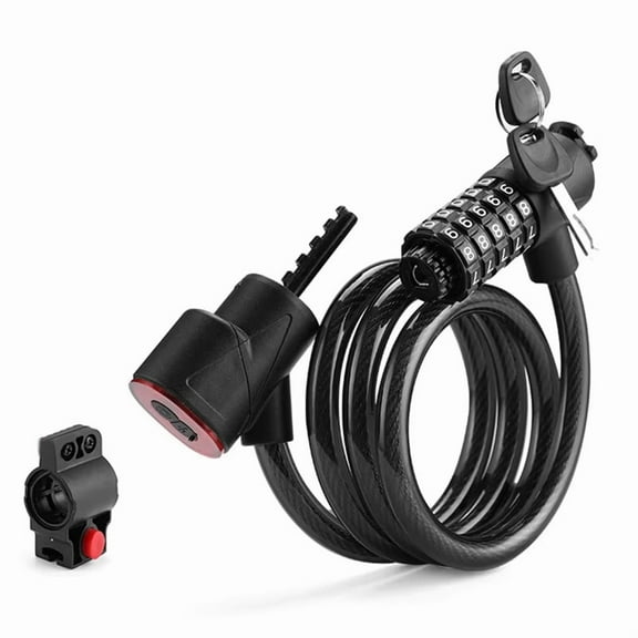 Bicycle Lock with Light 5 Digit Security Password Bike Lock Steel Cable Chain Anti-Theft Lock for Road Bike Black,1 x Bicycle Lock with Light,Black