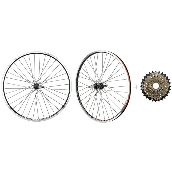 Bicycle MTB Wheelset 26" 6 Speed with Shimano MF-TZ500-6 14-28T Freewheel