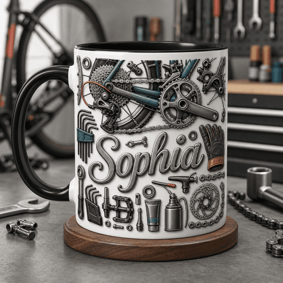 Bicycle Mechanic Mug 2D Printed 3D Effect Personalized Bike Repair Gift