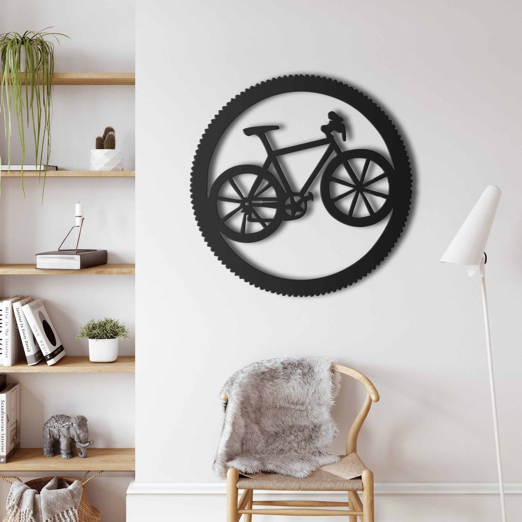 24'' Black Metal Bicycle Wall Art with 3D Effect