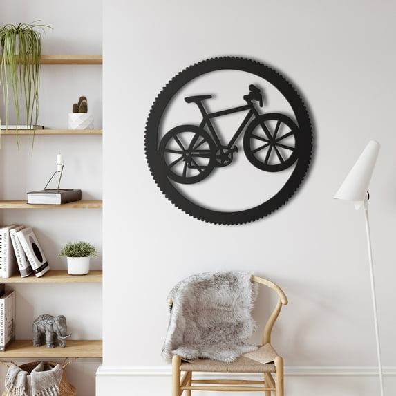 Bicycle Metal Wall Art for Home and Outside - Wall-Mounted Geometric Metal Wall Art - Drop Shadow 3D Effect Wall Decoration for Living Room Bedroom