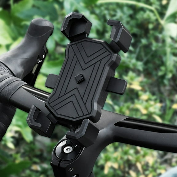 Bicycle Mobile Phone Mount, Road Bike and Mountain Bike Handlebar Holder, One-Button Locking with 360-Degree Rotation, Stable and Shockproof for Navigation and Calls(Black)