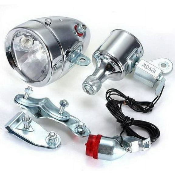 Bicycle Motorized Bike Friction generator Headlight Tail Light Kit 12V 6W LT36