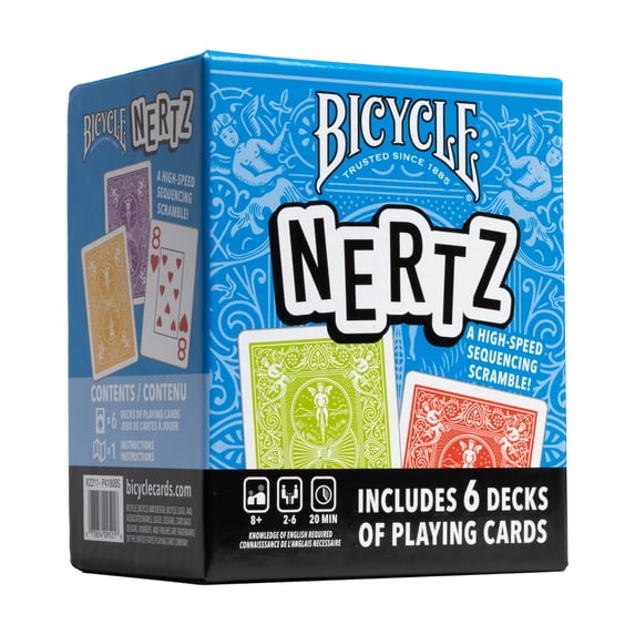Bicycle Nertz Card Game (Solitaire), 6 Decks Jumbo Index Playing Cards, Fast-Paced Multiplayer Family Card Game for Kids and Adults, up to 6 Players