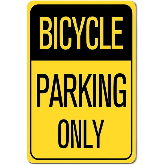 Bicycle Parking Only 8"x12" OSHA Metal Warning Sign, Funny Private Property Outdoor Notice Sign, Yard Fence Street Workplace Sign