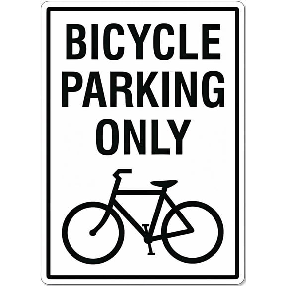 Bicycle Parking Only 8"x12" Reflective Aluminum Sign, Warning Signage With Symbol, Indoor Outdoor Use, Parking Regulation Sign
