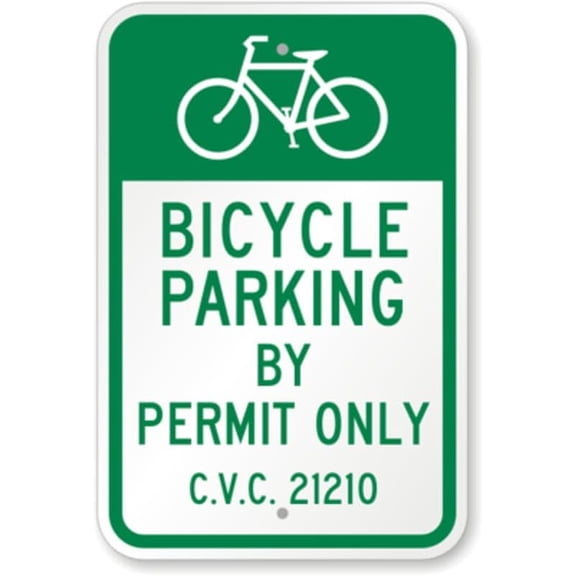 Bicycle Parking Permit Only Aluminum Weatherproof 8" x 12" Sign P2204b