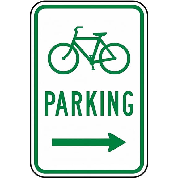 Bicycle Parking (Right Arrow) 8"x12" Tin Warning Metal Sign, Vintage Wall Decor, Home Farm Bar Coffee Shop Club Decoration, Directional Parking Sign
