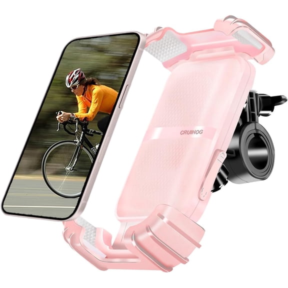 Bicycle Phone Holder,Motorcycle Handlebar Phone Mount,1S Quick Lock Release,360Rotation Silicone Wrapped Phone Clamp Stand for E-bike,Scooter ATV Strollers Bike Phone Clip,for 4.7- 6.8"Phones