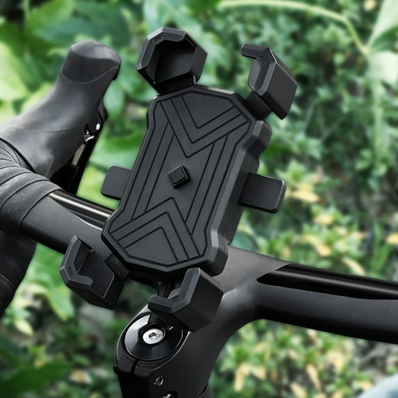 Bicycle Phone Mount for Handlebar | Universal Road & Mountain Bike Fixed Bracket | 360° Rotation | One-Button Locking | Shockproof Durable Plastic | Secure Navigation Holder | 6.3x4.72 in | 1 Pack