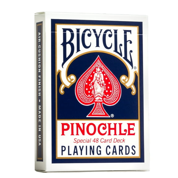 Bicycle Pinochle Playing Cards, Standard Index, 1 Deck (Red or Blue - Color May Vary)